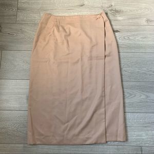 Vintage 100% Pure Virgin Wool Trendy Wrap Skirt Tan Made in Canada Size 16